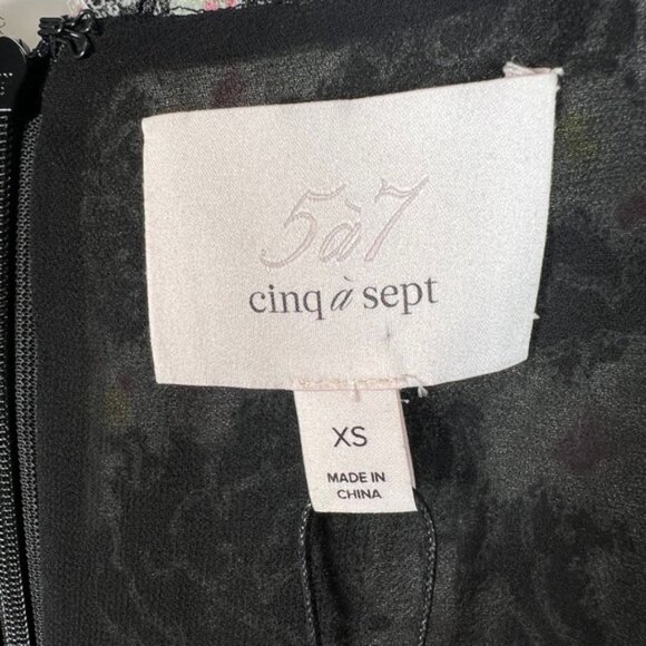 NWT cinq a sept Elastic Cuffs LS Vneck Tie Front Floral Sheer Kimberly Top XS - Picture 7 of 16